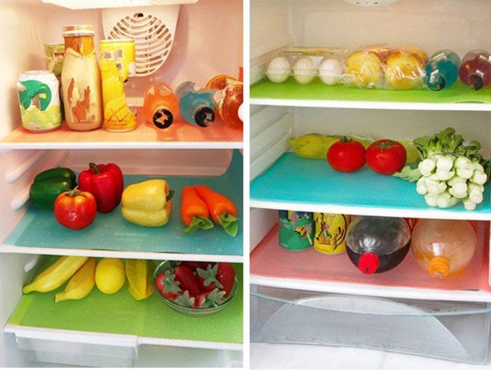 8 Pcs Refrigerator Mats, Waterproof Non-Slip EVA Refrigerator Liner Pads, Can Be Cut Washable Fridge Mat, Also Great for Drawers Shelves Cabinets Storage Kitchen and Placemats