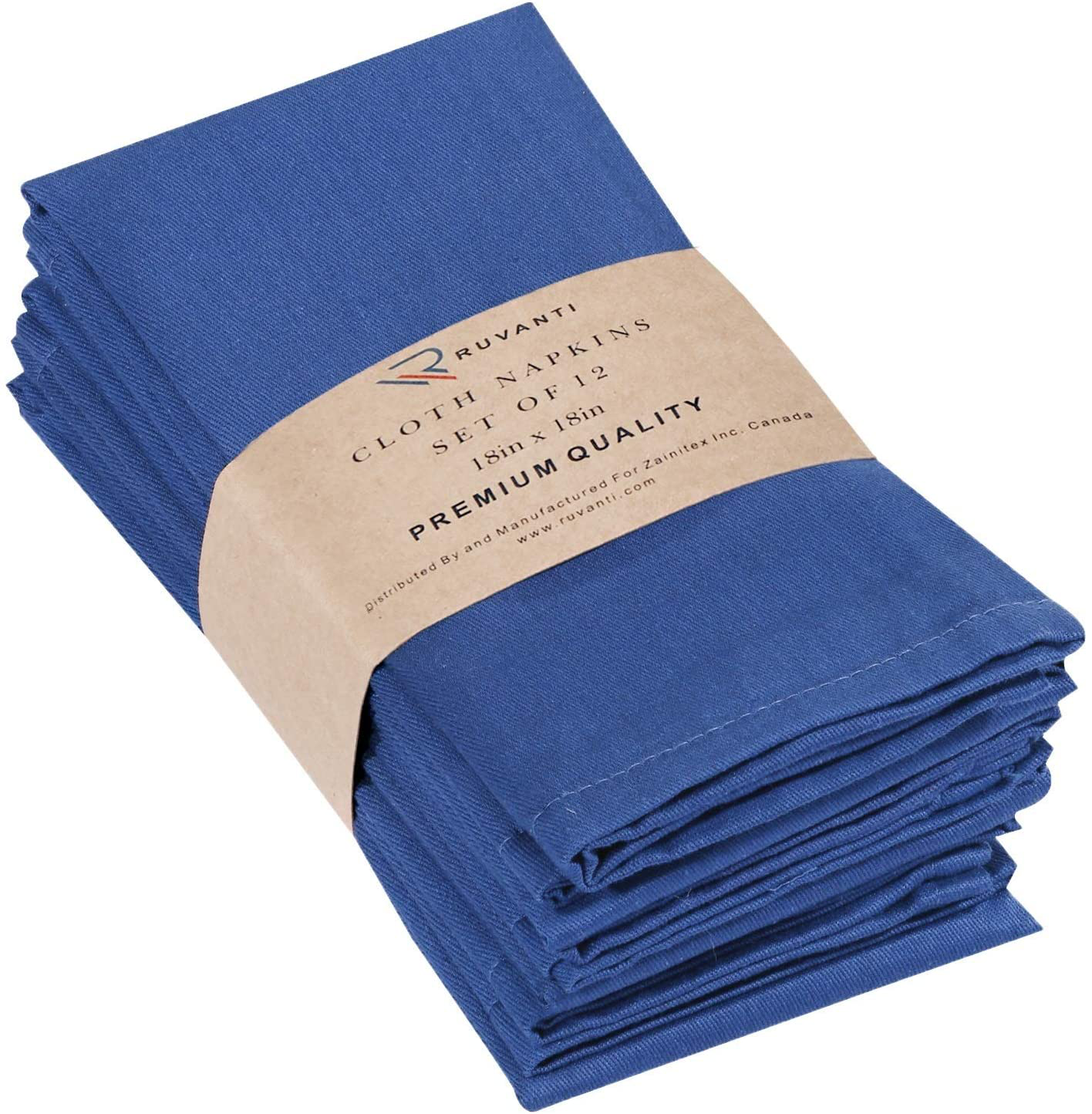 Ruvanti Kitchen Cloth Napkins 12 Pack 18X18 Inch Dinner Napkins Soft & Comfortable Reusable Napkins -Durable Linen Napkins -Perfect Table Napkins / Navy Blue Napkins for Holiday Parties,Weddings &More