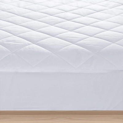 Home Elements Alternative Quilted Fitted, Waterproof Cotton Cover Mattress Pad Topper, Full, White