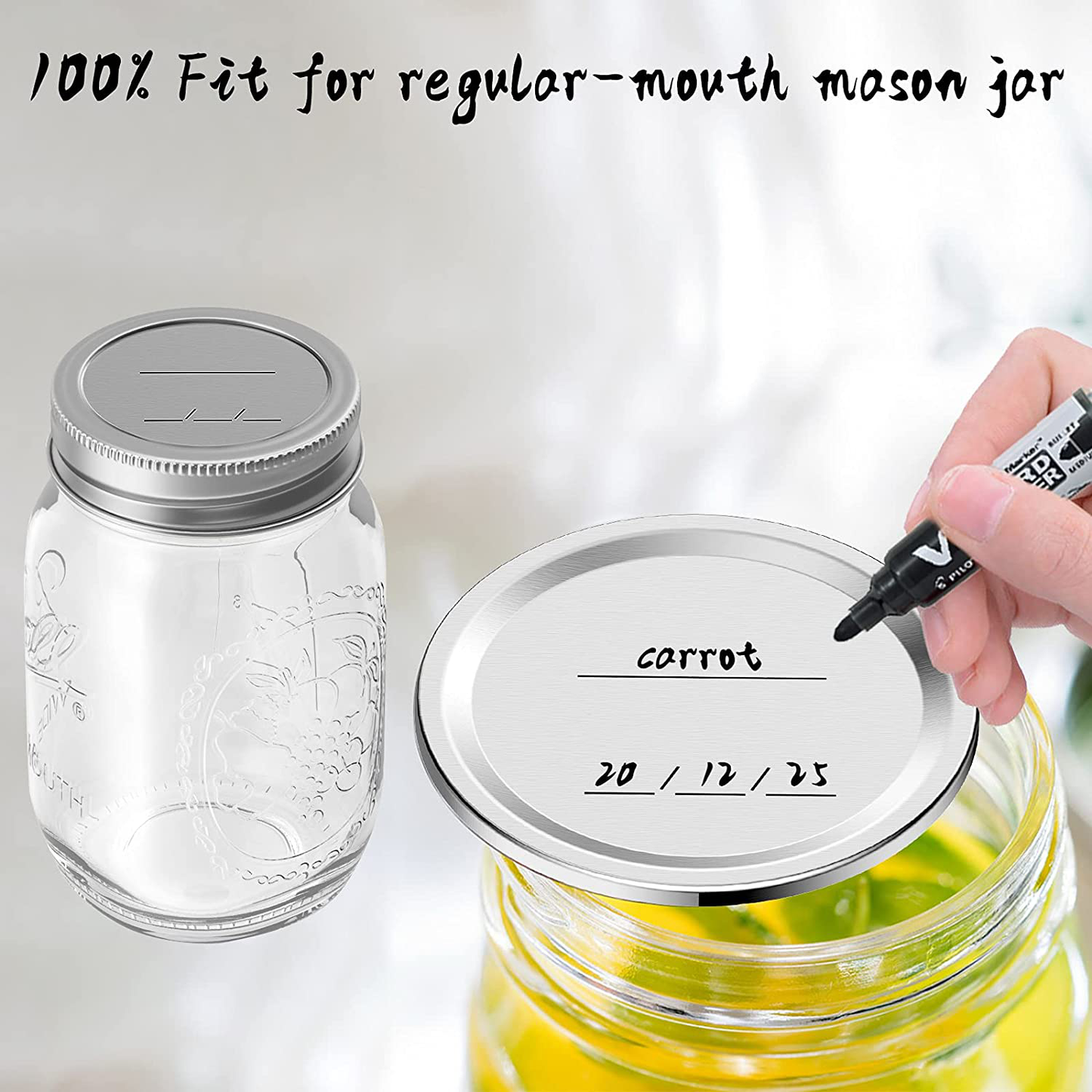 Wide Mouth Canning Lids, Enouvos 48-Count Canning Lids, Split-Type Lids for Mason Jar Wide Canning Lids Bulk,100% Fit and Airtight for Wide Mouth Jars (86mm Wide Mouth(48 Lids))