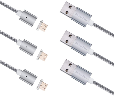 3 Pack 5ft  Gen4 2 in 1 Magnetic Charging Cable, Support Max 2.4A Charging Current & Data Sync