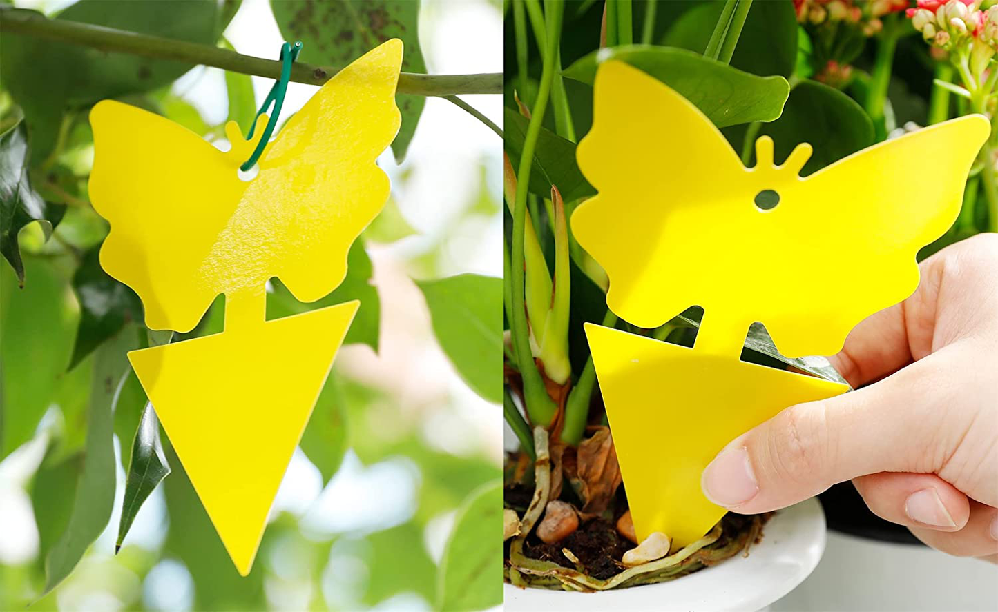 Garsum Yellow Sticky Fruit Fly Traps 12 Pcs Gnat Trap for Indoor/Outdoor Houseplant Sticky Bug Insect Catcher Glue Trappers