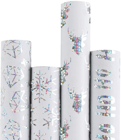 RUSPEPA Christmas Wrapping Paper Perfect for Christmas-4 Roll-30Inch X 10Feet per Roll