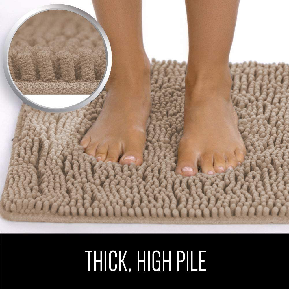 Gorilla Grip Original Luxury Chenille Bathroom Rug Mat, Extra Soft and Absorbent Shaggy Rugs, Machine Washable, Quick Dry Bathmat, Plush Carpet for Tub, Shower and Bath Room Floor Mats