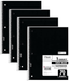 Mead Spiral Notebooks, 1 Subject, Wide Ruled Paper, 70 Sheets, 10-1/2" X 7-1/2 Inches, Black, 4 Pack (38401)