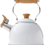 ROCKURWOK Tea Kettle Stovetop Whistling Teapot, Stainless Steel, 2.64-Quart White