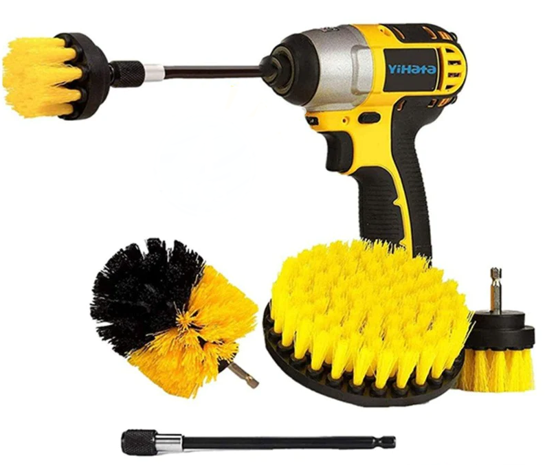  4 PCS Drill Brush Attachment Set Power Scrubber Drill Cleaning Brush Kit for Bathroom, Floor, Tub, Shower, Grout, Tile and Kitchen Surface