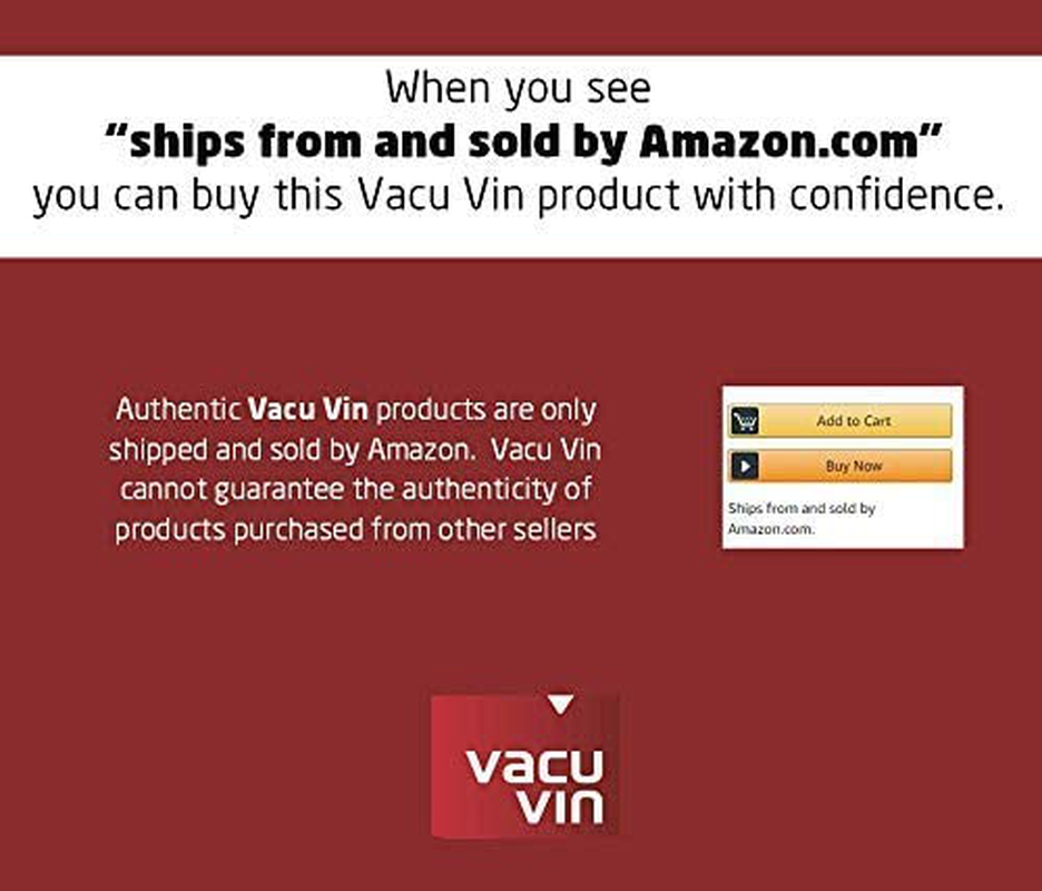 The Original Vacu Vin Wine Saver with 2 Vacuum Stoppers, Red (Red), Standard (09816606)