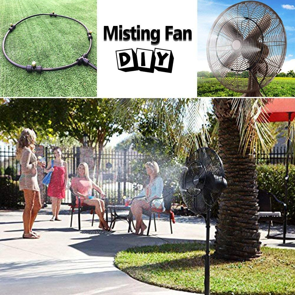 Misting Cooling System 32.8Ft(10M) with 13 Copper Metal Mist Nozzles and a Connector(3/4”) for Trampoline Patio Garden Greenhouse Waterpark (32.8Ft, Blue)