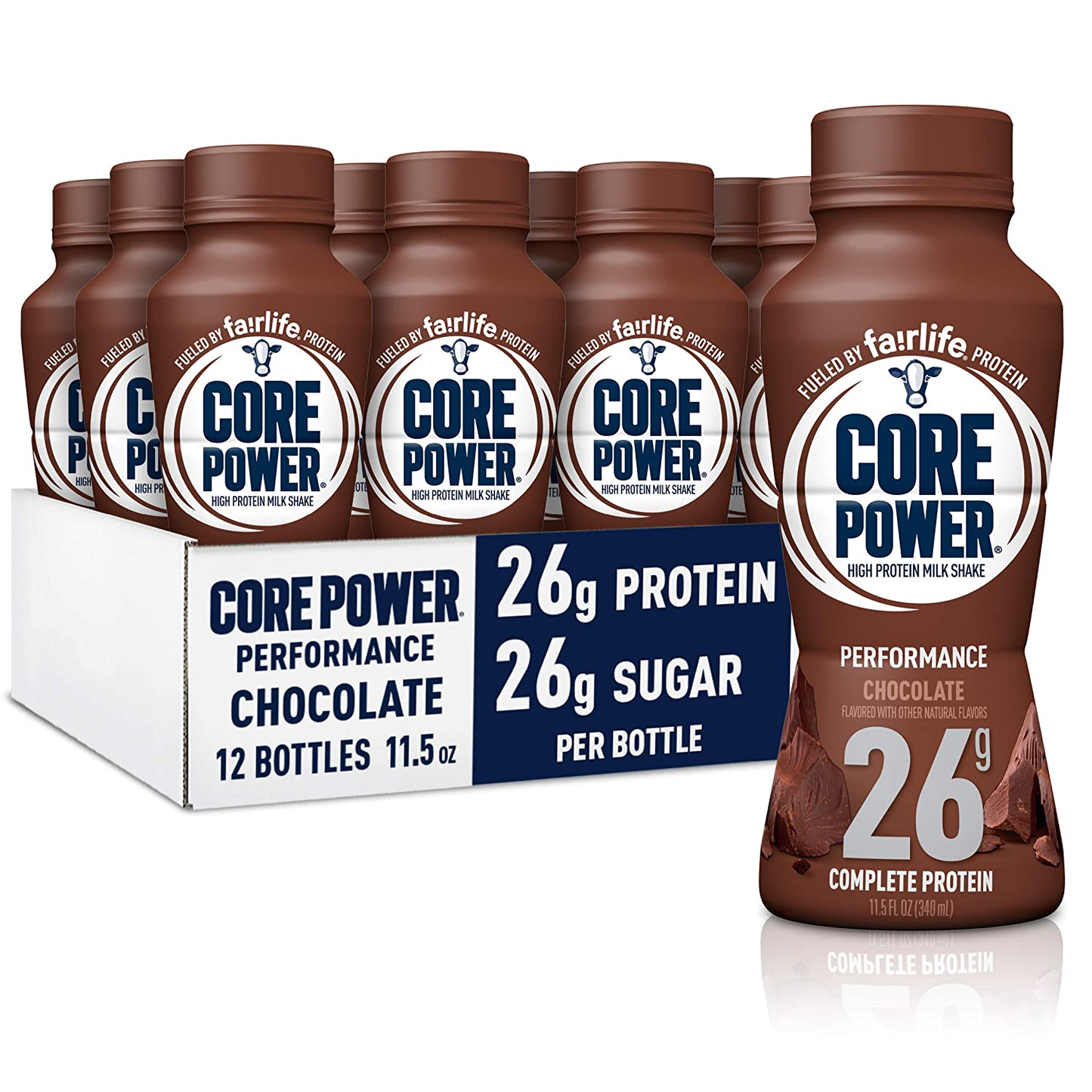 Core Power Protein Shakes (26G), Chocolate, No Artificial Sweeteners, Ready to Drink for Workout Recovery, 11.5 Fl Oz (Pack of 12) (Packaging May Vary)