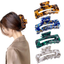 SWSTINLING 4 Pieces Hair Claw Clips, Acrylic Celluloid French Design Jaw Clips, Leopord Print Tortoise Shell Grip Pin Teeth Clamp Strong Hold Hair Accessories for Women Girls