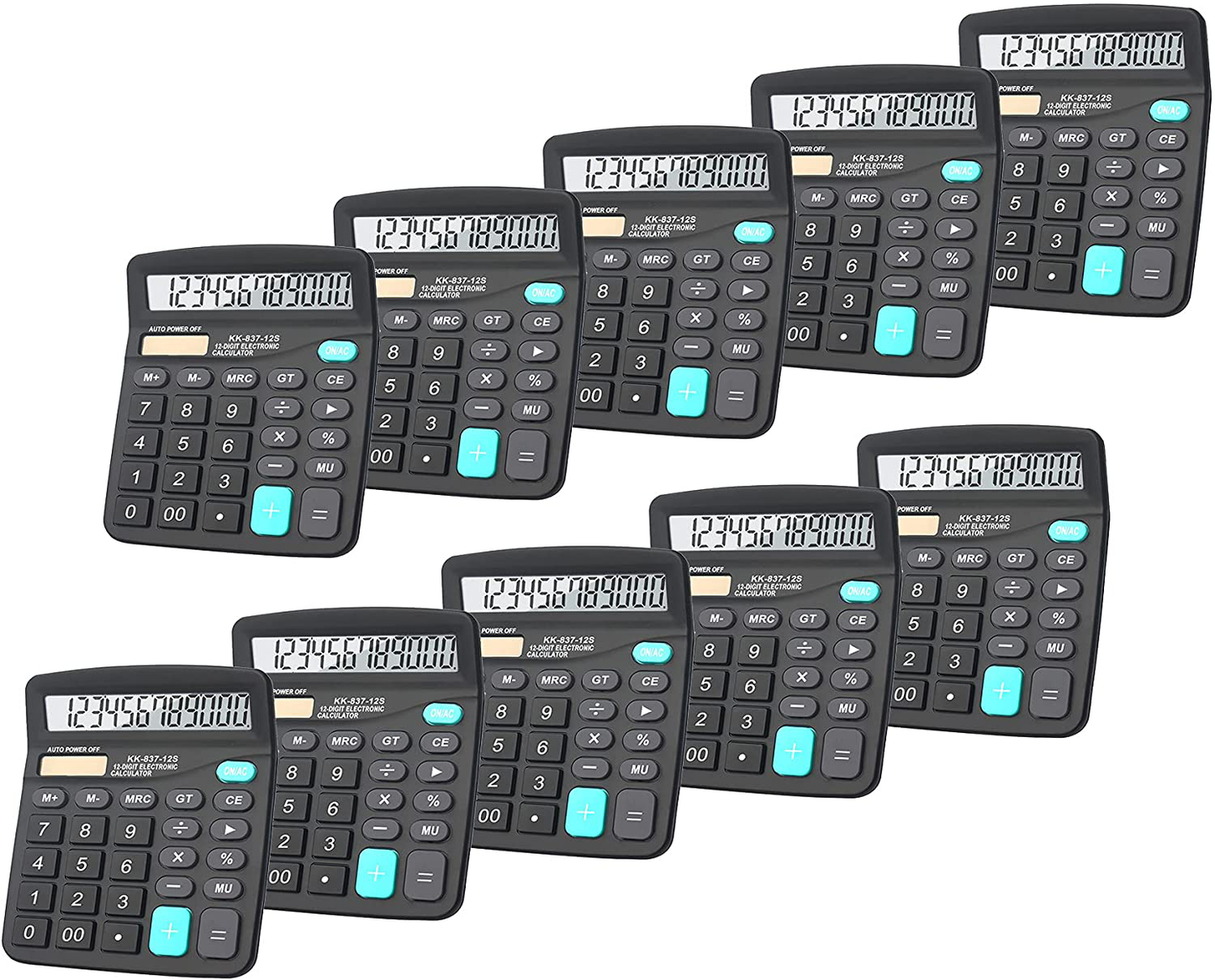 Calculators, BESTWYA 12-Digit Dual Power Handheld Desktop Calculator with Large LCD Display Big Sensitive Button (Black, Pack of 6)