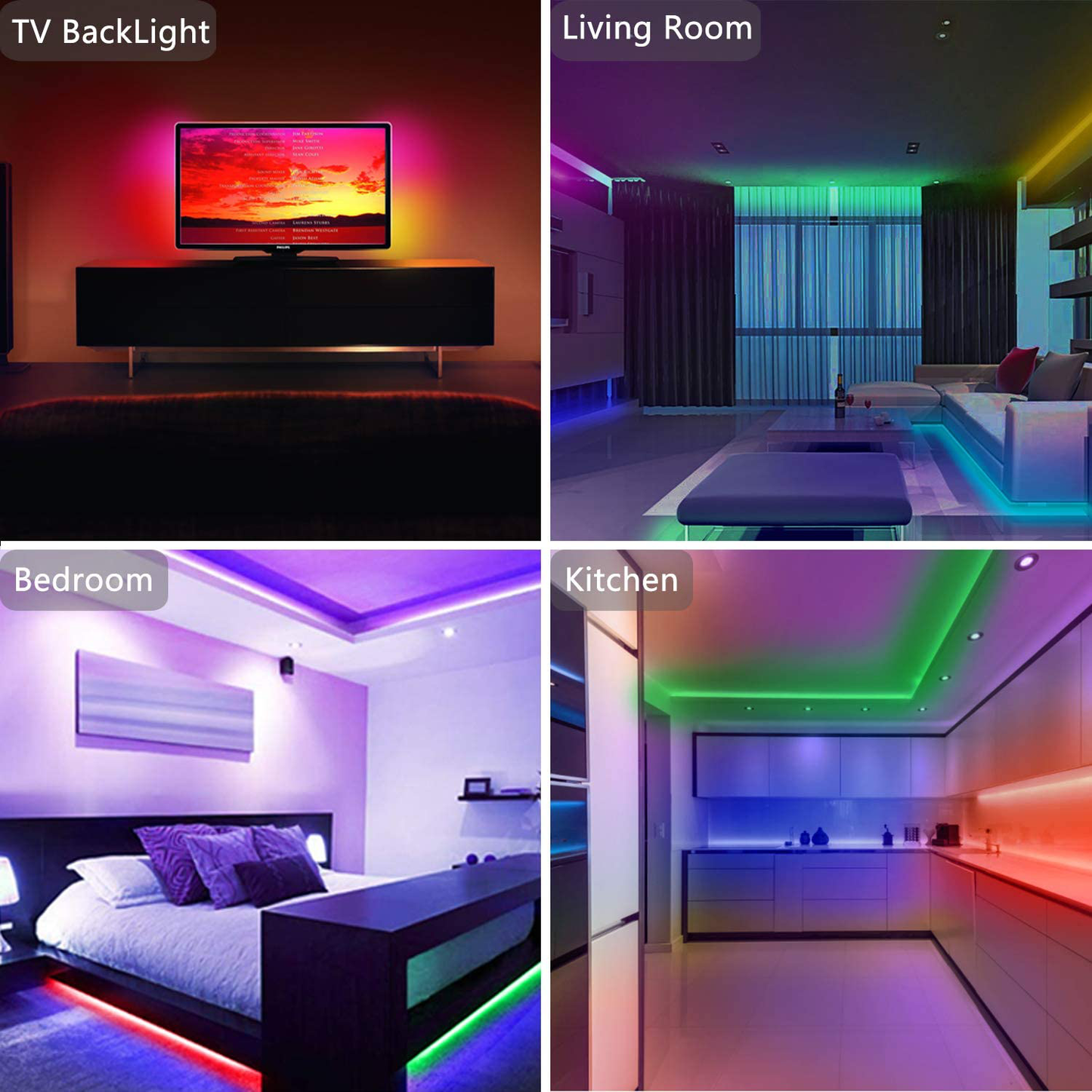 50ft Led Strip Lights, Keepsmile 5050 RGB Color Changing Led Light Strips, Led Lights for Bedroom, Kitchen, Home Decoration