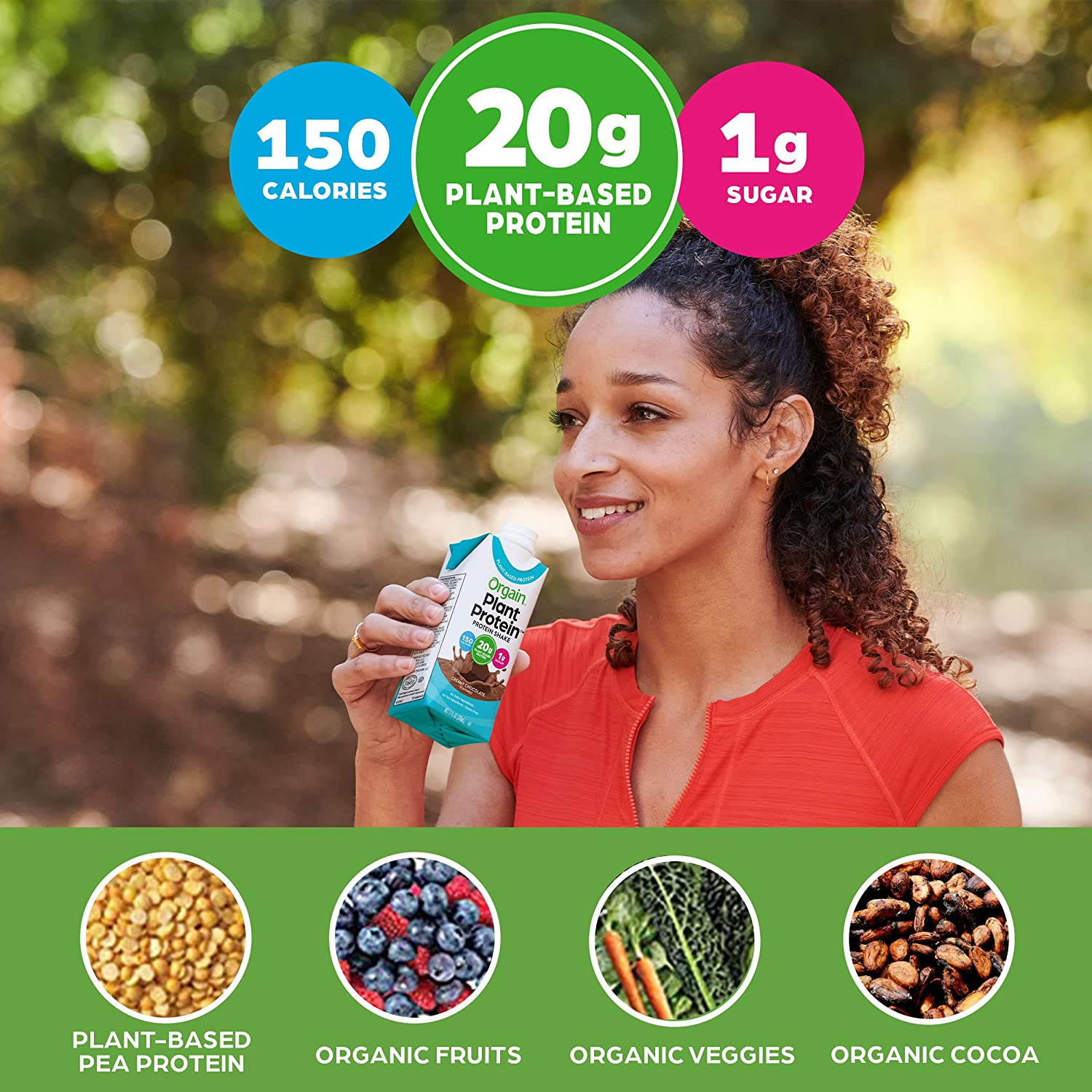 Orgain Vegan Protein Shakes, 20G of Plant Based Protein, Creamy Chocolate - Gluten Free, No Dairy, Soy, or Preservatives, No Added Sugar, 11 Fl Oz, 12 Count (Packaging May Vary)