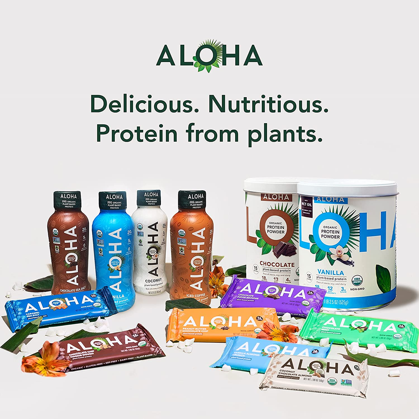 ALOHA Organic Plant Based Ready to Drink Protein Shake W/Mct Oil Variety Pack (4Ct, 12Oz Bottle) 20G Protein, Meal Replacement, Low Sugar & Carb, Gluten-Free, Paleo, Non-Gmo, No Soy, Stevia or Sugar Alcohol…