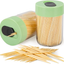 Urbanstrive Sturdy Safe Toothpick Holder with 800 Natural Wood Toothpicks for Teeth Cleaning, Unique Home Design Decoration, Unusual Gift, 2 Pack, Green