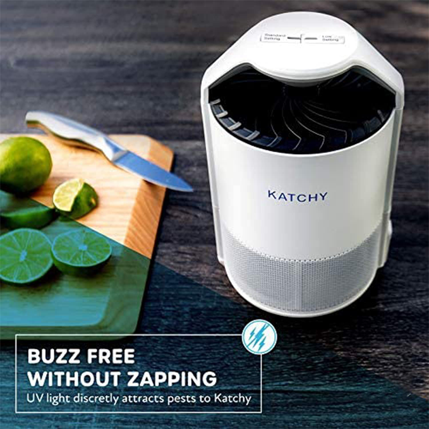 Katchy Indoor Insect Trap - Catcher & Killer for Mosquito, Gnat, Moth, Fruit Flies - Non-Zapper Traps for Buzz-Free Home - Catch Flying Insect Indoors with Suction, Bug Light & Sticky Glue (White)