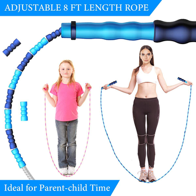 Jump Rope Kids, Wekin Soft Beaded Skipping Rope Kids Girls Boys, Tangle-Free Segmented Adjustable for Women Men, Kids Exercise Equipment for Keeping Fit, Workout, -9.8 Ft 2 Pack (Pink+Blue)