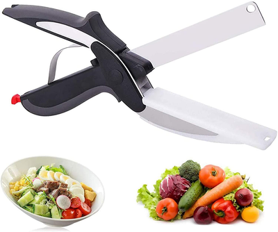 Clever Cutter,Food Chopper 2 in 1 Smart Cutter with Cutting Board Built-In-Use for Quick and Easy Cutting as Food Shears,Vegetable Slicer,Fruit Cutter