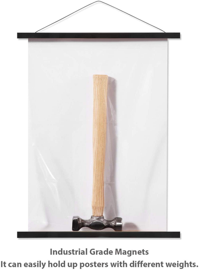 Magnetic Poster Hanger Wooden Poster Hangers, Extra Strong Magnets, Quick Assembly and Easy Use, Wood Poster Hanger for Wall Art, Pictures, Prints, Maps, Canvas, Black