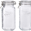 Mason Craft & More Airtight Kitchen Food Storage Clear Glass Clamp Jars, 4 Pack of 17 Ounce (0.5 Liter) Tall Mini Clamp Jar