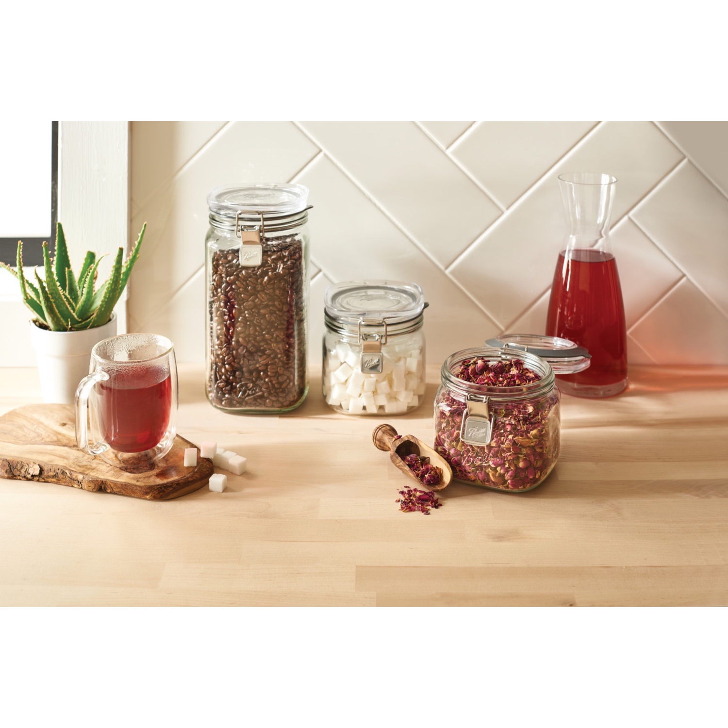 Ball Latch Jars, Glass Storage Jars, 3-Pack