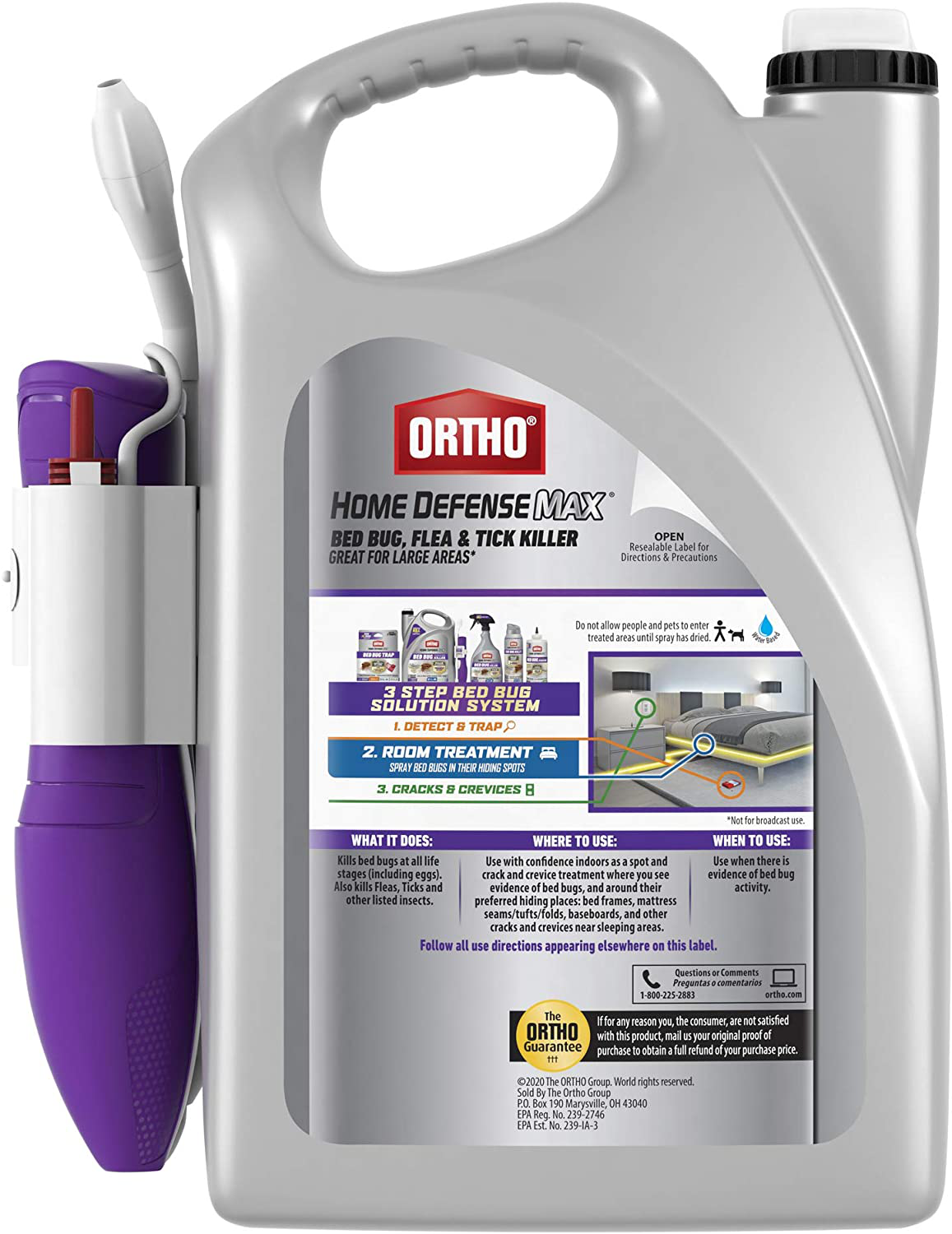 Ortho Home Defense Max Bed Bug, Flea and Tick Killer - With Ready-to-Use Comfort Wand, Kills Bed Bugs and Bed Bug Eggs, Bed Bug Spray Also Kills Fleas and Ticks, 1 gal.