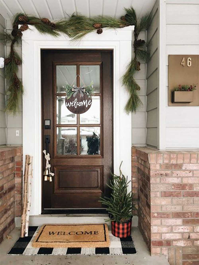 Front Door Decor, Welcome Sign for Front Porch Door Decorations Hanging Outdoor Wreath Door Sign 12”