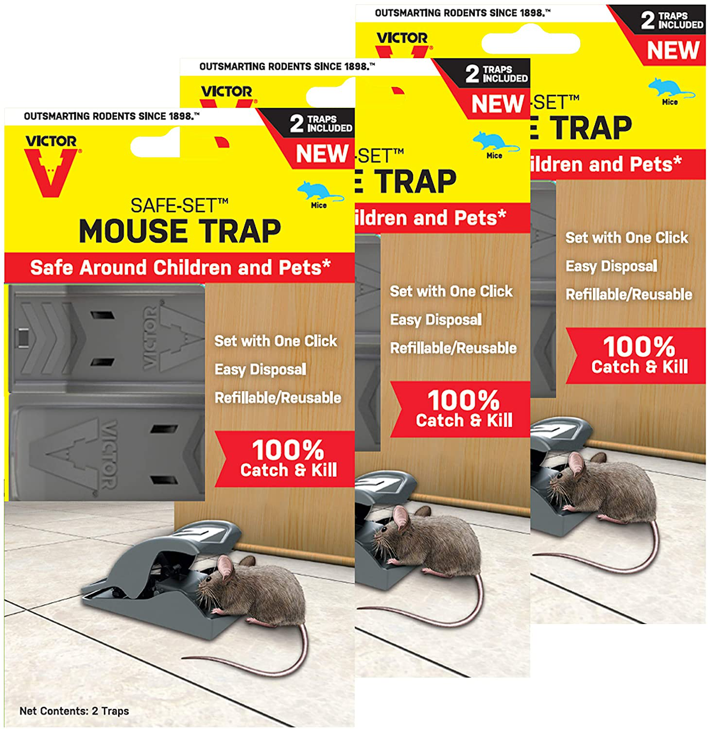Victor M070-BULK Safe-Set Mouse Trap - 12 Traps , Gray
