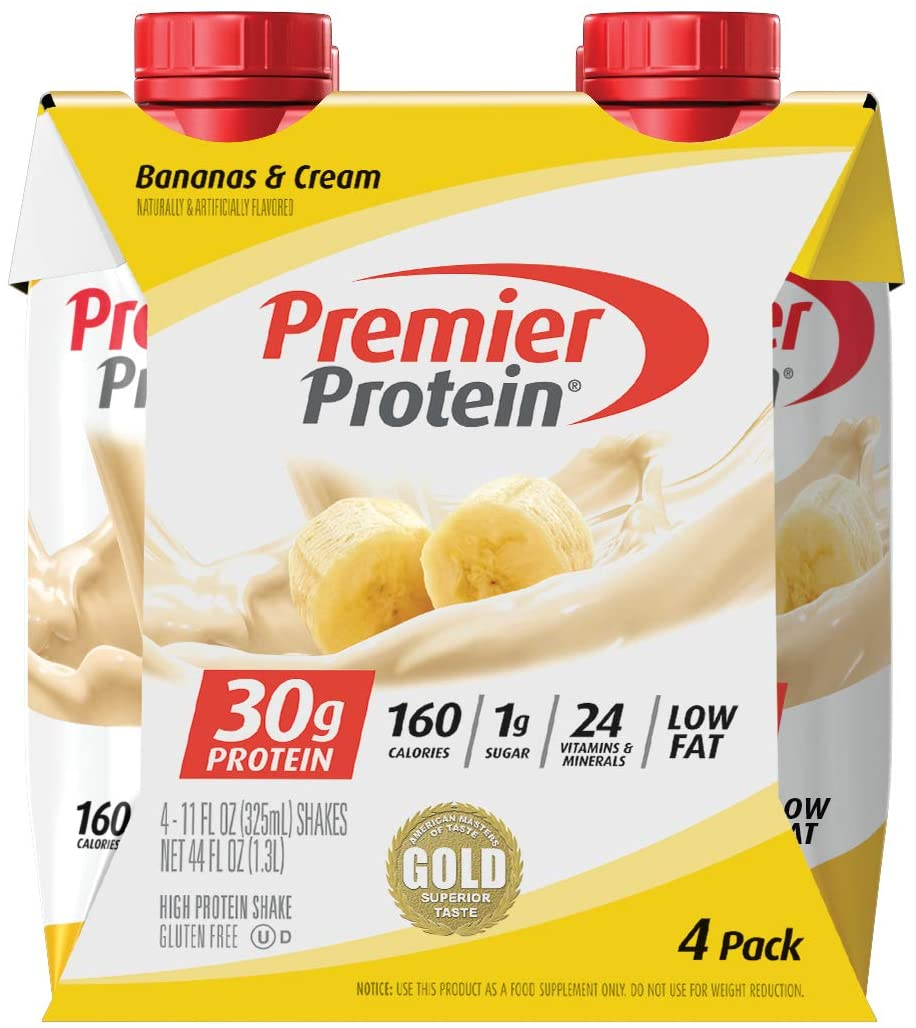 Premier Protein, 30G Shakes Bananas and Cream, 44 Fl Oz, Pack of 4