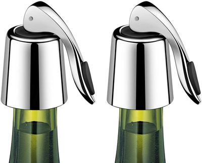 ERHIRY Wine Bottle Stopper Stainless Steel, Wine Bottle Plug with Silicone, Expanding Beverage Bottle Stopper, Reusable Wine Saver, Bottle Sealer Keeps Wine Fresh, Best Gift Accessories (2 PACK)