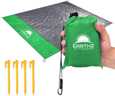 EARTHZ Pocket Blanket Waterproof, Compact Packable Blanket Outdoor - Small Portable Picnic Mat Waterproof for Beach, Travel, Festival, Hiking, Camping
