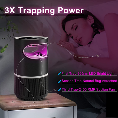 LED UV Mosquito Killer, USB Powered Bug Lamp, Strong Suction Insect Trap w/ Natural Bug Attractant, Flying Insect Trap Gnat Repellent, Indoor Flying Bug Control (Touch Screen|Slient|Sleep Mode)