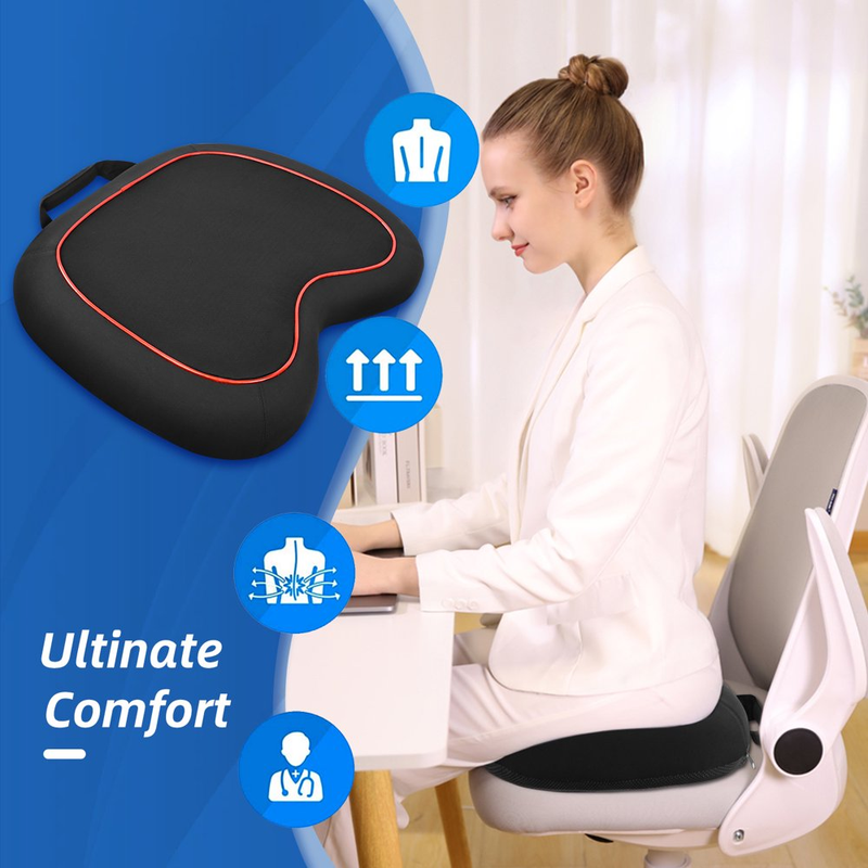 Cooling Gel Memory Foam Seat Cushion for Tailbone, Sciatica, & Back Pain Relief with Washable Cover