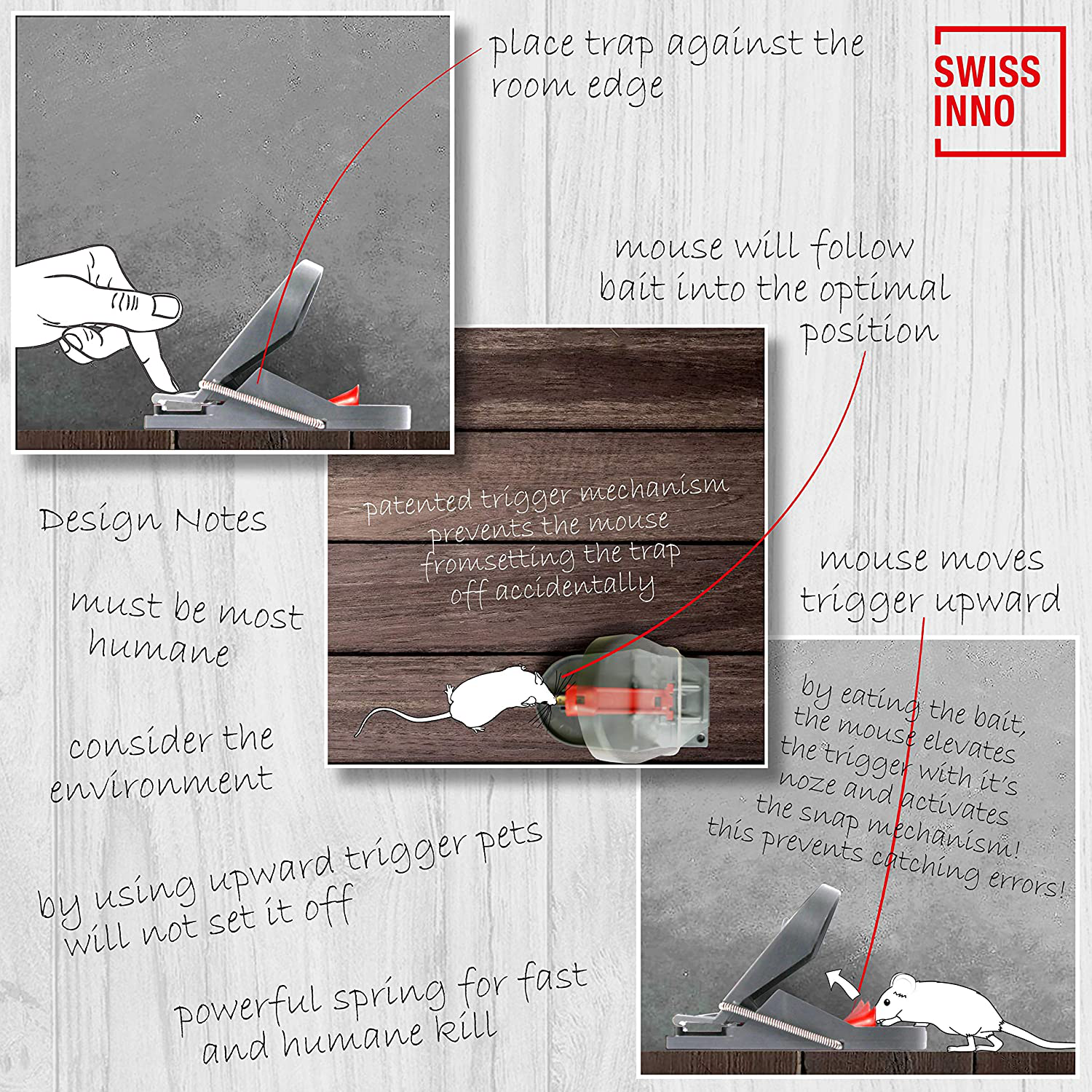 SWISSINNO Mouse Trap No See No Touch, Poison-Free, Effective, No-Contact, 1X Trap