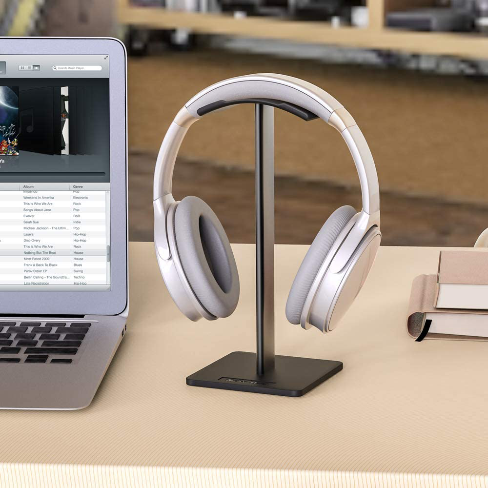 Headphone Stand Headset Holder New Bee Earphone Stand with Aluminum Supporting Bar Flexible Headrest ABS Solid Base for All Headphones Size