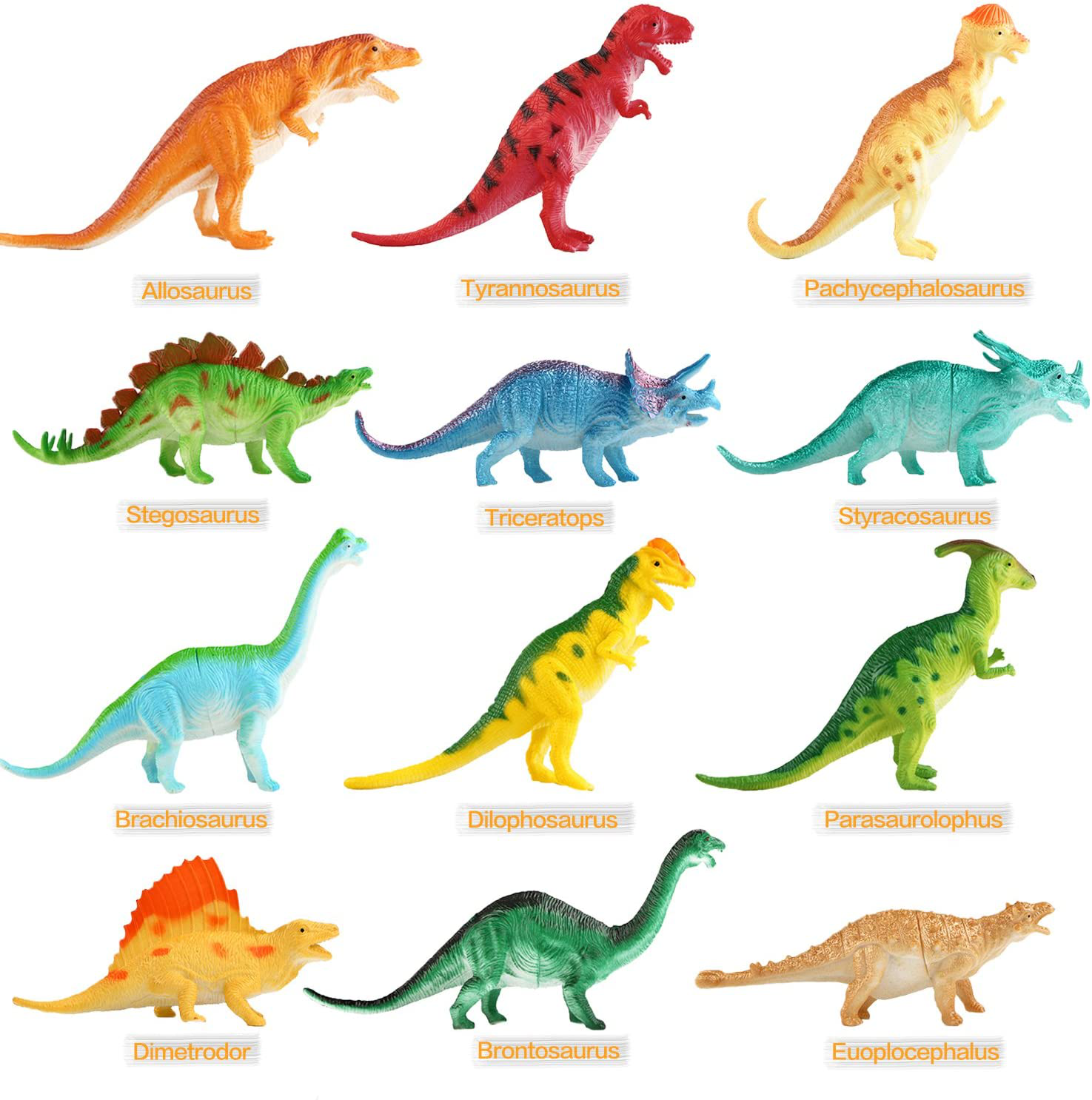 Yeonha Toys Dinosaur Figure, 7 Inch Jumbo Dinosaur Toy Playset(12 Pack), Safe Material Assorted Realistic Dinosaur, Vinyl Plastic Dino Dinosaur Set Party Favors Toys for Kids Boys Toddler Educational