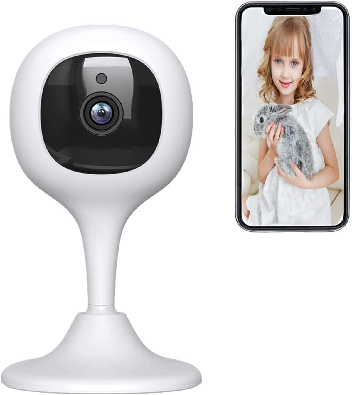 Baby Monitor Wi-Fi Pet Indoor Camera, 1080P Home Security Camera with Motion Detection, IR Night Vision, Two-Way Audio, Compatible with Alexa
