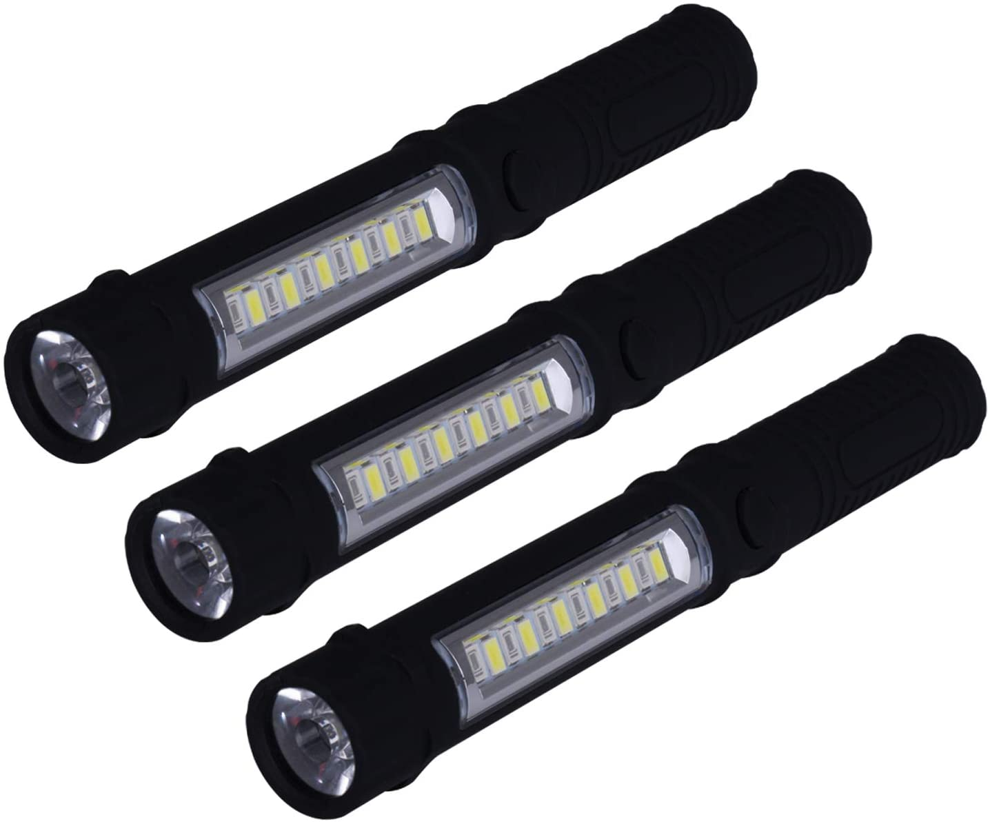 Newvan Tech 3 in 1 Multi-Function LED Flashlight with Magnetic Base, Black, Pack of 3