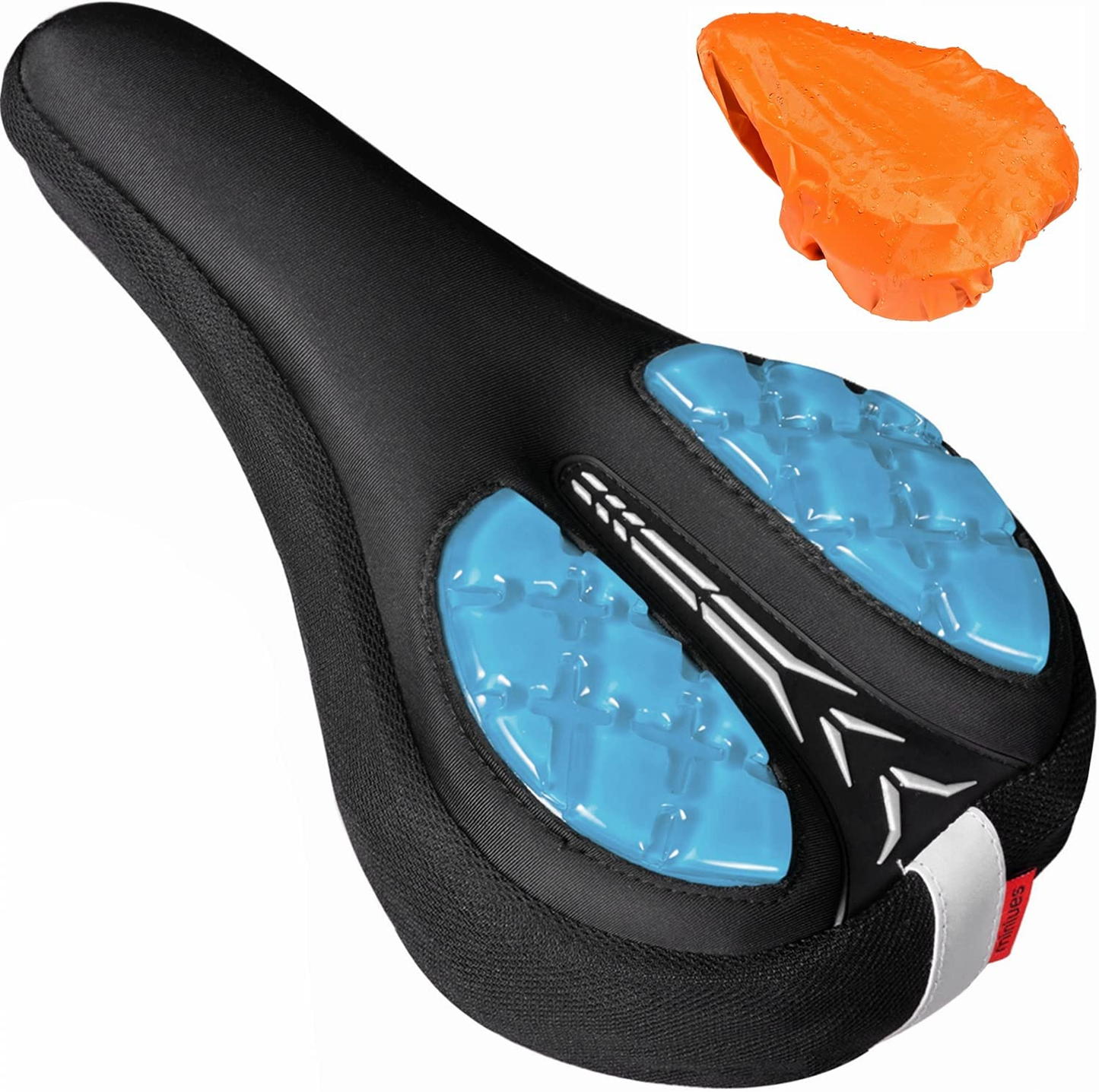 Gel Bike Seat Cover - Soft Silicone Cushion Comfortable Exercise Bicycle Saddle Replacement for Mountain Road, Gym or Toddler Bike Compatible with Spin Bike, Indoor Outdoor Cycling