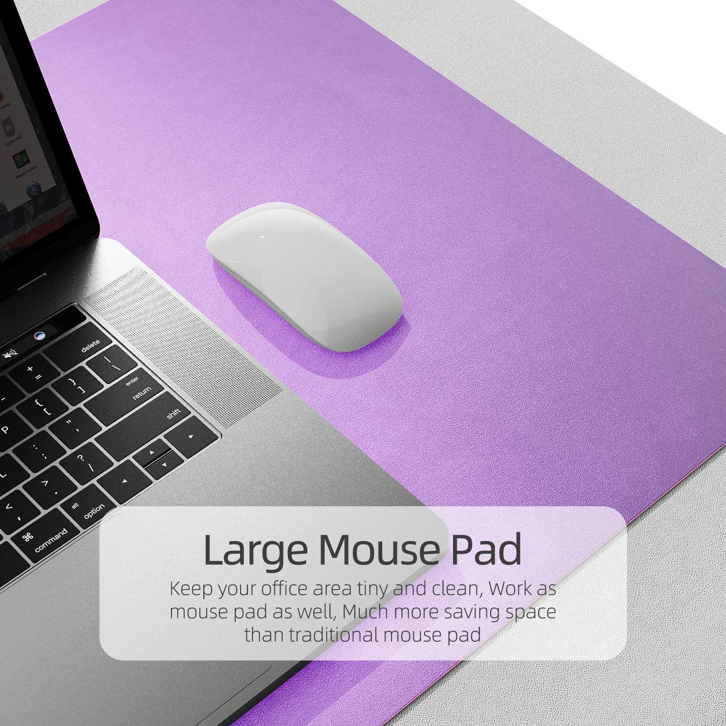 YSAGi Multifunctional Office Desk Pad, Ultra Thin Waterproof PU Leather Mouse Pad, Dual Use Desk Writing Mat for Office/Home (35.4" x 17", Yellow + Taro Purple)