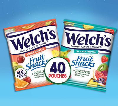 Welch'S Fruit Snacks, Fruit Punch & Island Fruits Variety Pack, Gluten Free, Bulk Pack, 0.9 Oz Individual Single Serve Bags (Pack of 40)