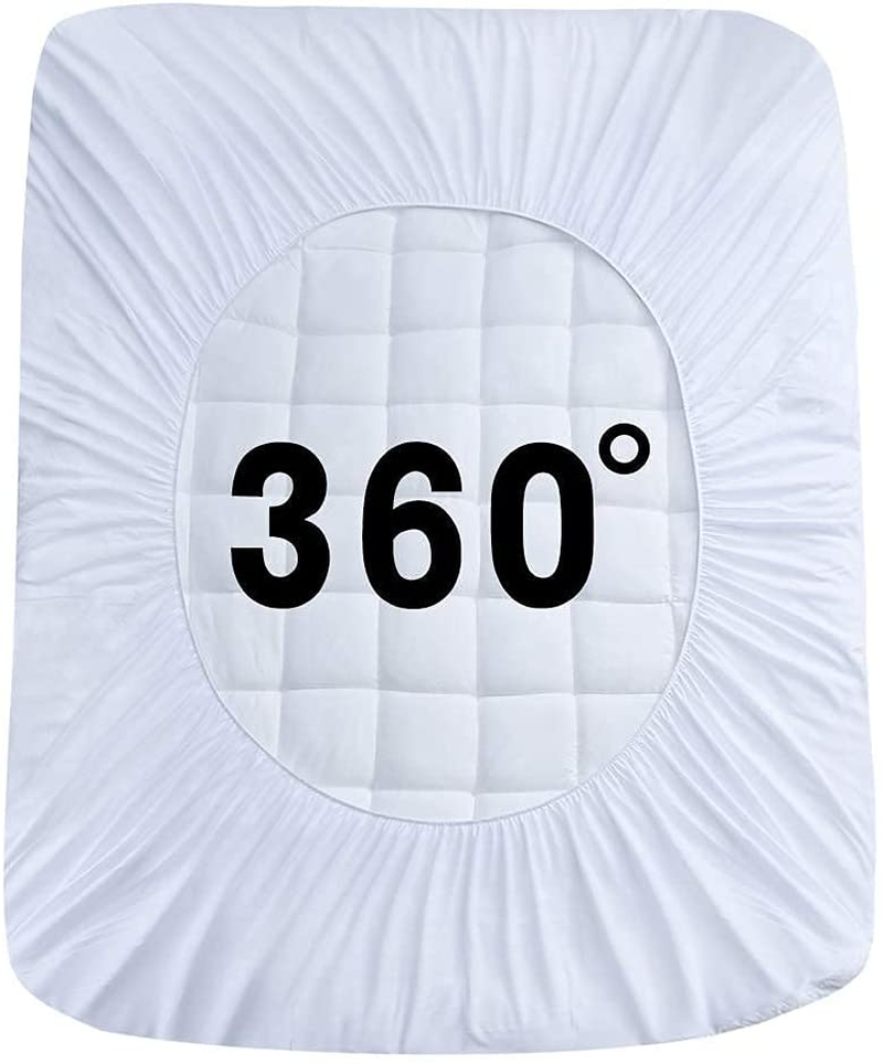 Balichun California King Size Mattress Pad Pillow Top Mattress Cover Cotton Top 8-21" Fitted Deep Pocket Breathable Fluffy Soft Cooling Mattress Topper (72x84 Inches, White)