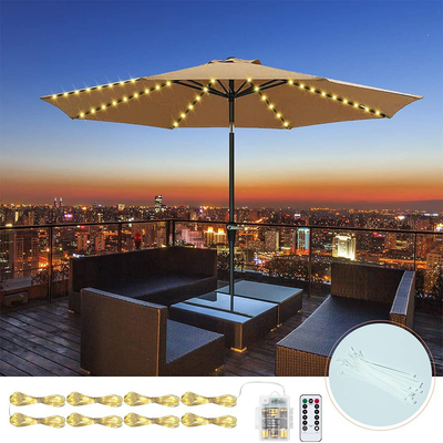 ANJALIA Patio Umbrella Lights Battery Operated 8 Modes 104 LED String Lights Waterproof Outdoor Lights for Patio Umbrellas Camping Tents