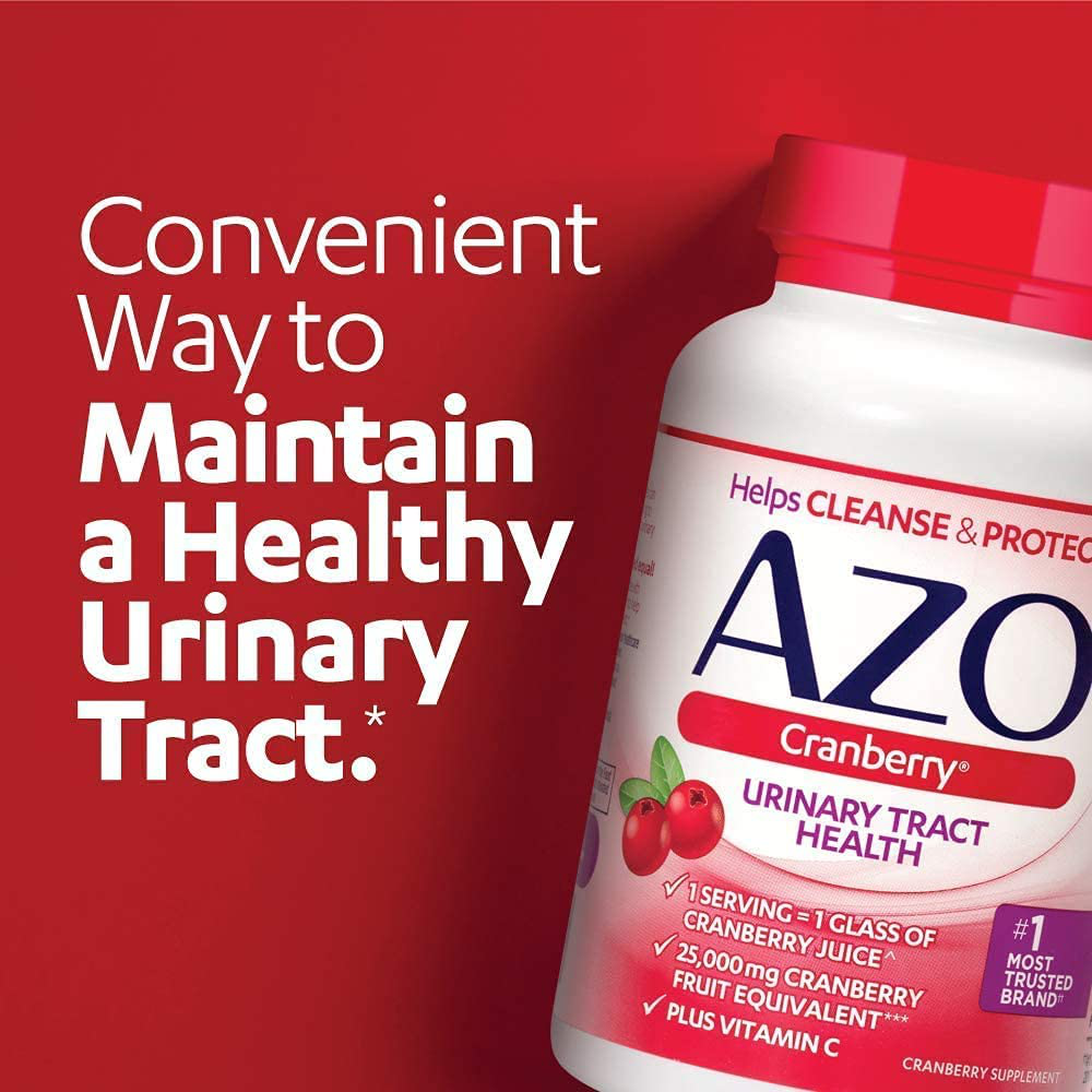 AZO Cranberry Urinary Tract Health Dietary Supplement, 1 Serving = 1 Glass of Cranberry Juice, Sugar Free