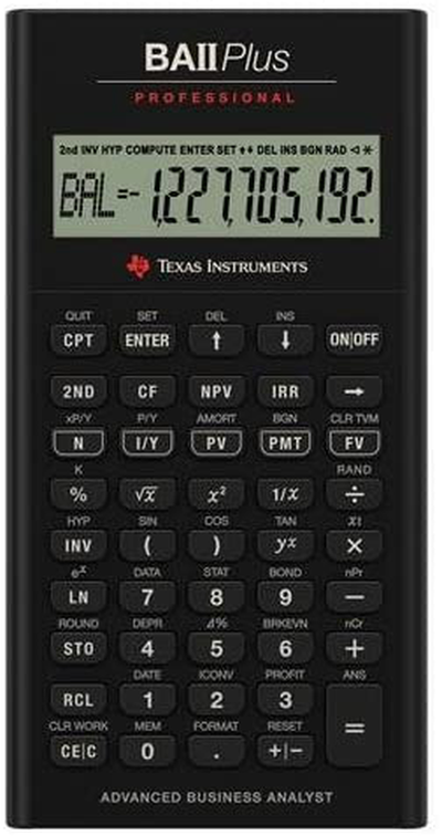 Texas Instruments TI BA II Plus Professional Financial Calculator - 10 Character(s) - LCD - Battery Powered IIBAPRO/CLM/4L1/A