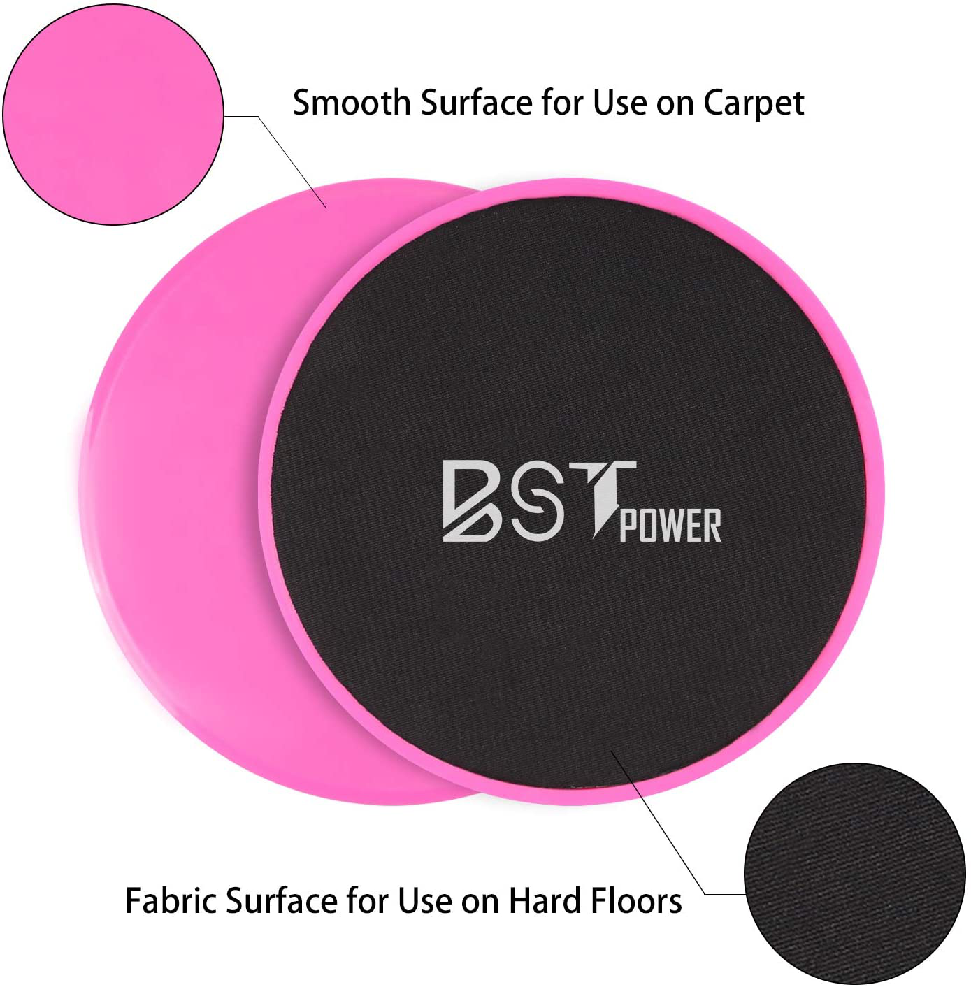BSTPOWER Core Sliders, Dual Sided Exercise Sliders Workout Exercise Equipment Use on Carpet or Hardwood Floors (Set of 2)