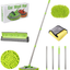 62" Car Wash Mop Kit, Car Wash Brush with Long Handle Stainless Steel Pole, Car Wash Kit Car Detailing Kit Car Wash Mop Mitt Car Cleaning Supplies Kit for RV Cars SUV Trucks and Bus (Green)