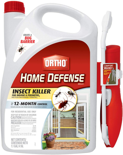 Ortho Home Defense MAX Insect Killer for Indoor & Perimeter1 with Comfort Wand - Kills Ants, Cockroaches, Spiders, Fleas, Ticks & Other Listed Bugs, Creates a Bug Barrier, 1.1 gal.