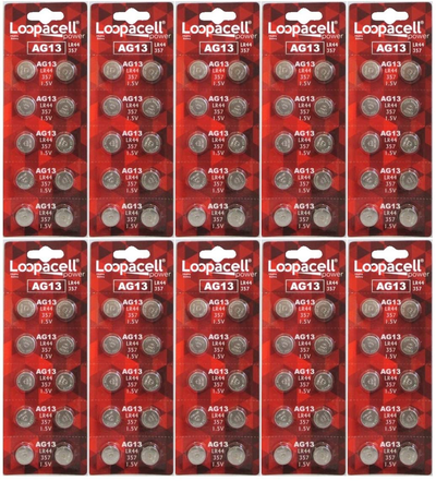 100 Pack LOOPACELL LR44 AG13 357 L1154 A76 Button-Cell Batteries